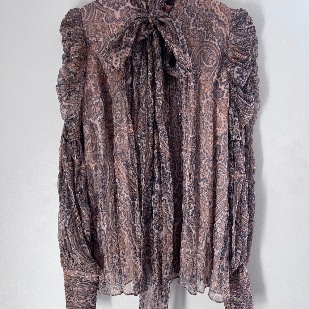 NWT Zimmermann Tama Tie Neck printed blouse